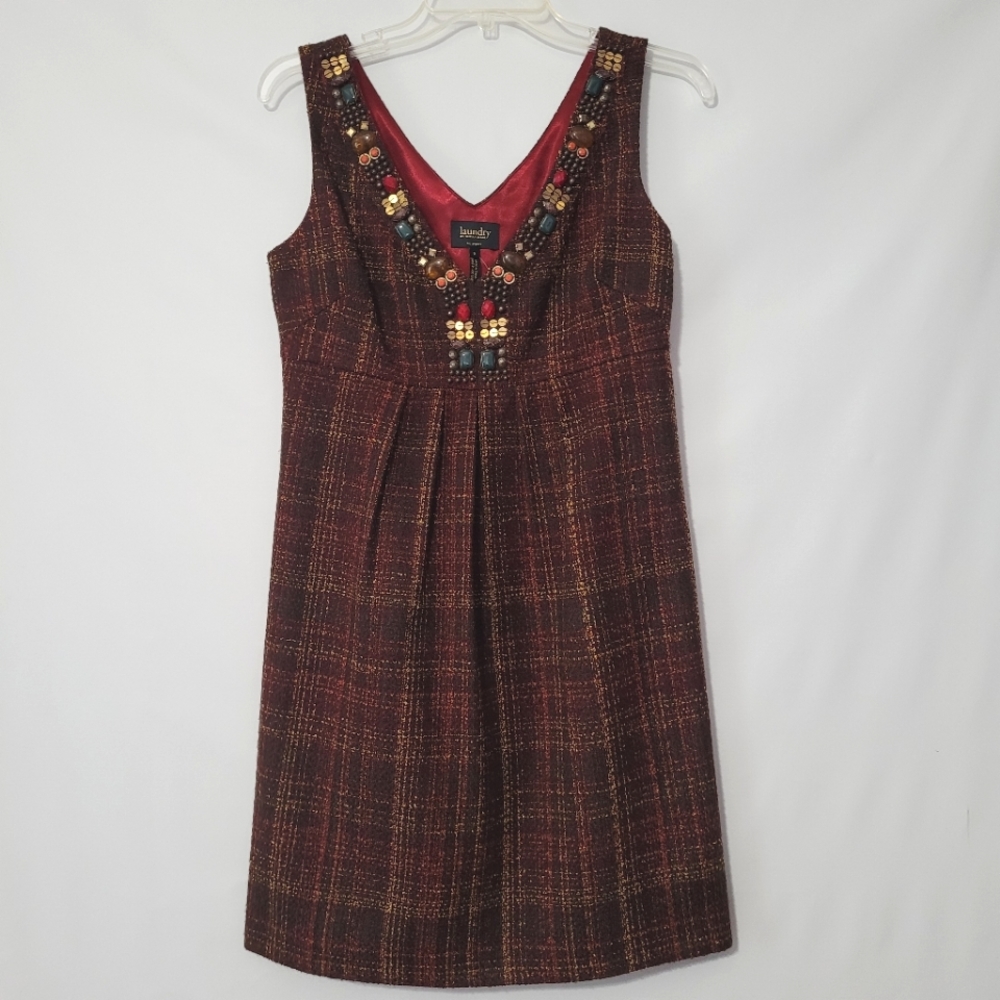 Laundry by shelli segal Plaid Jumper dress Womens size 6